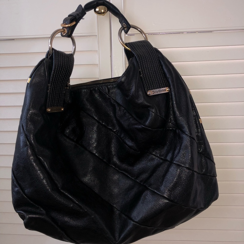 Juicy Couture Black Leather Hobo Purse